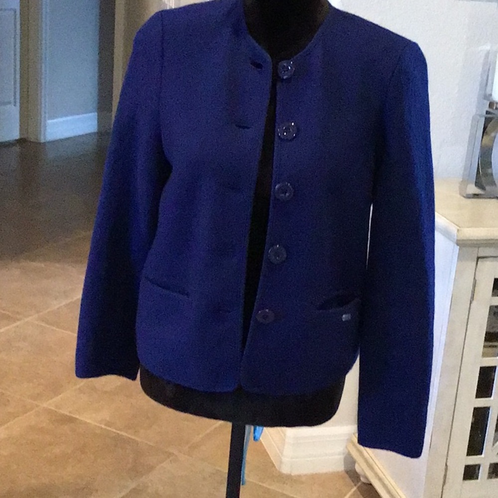 Geiger Wool Jacket, Five Button Front, Dark Blue,… - image 1